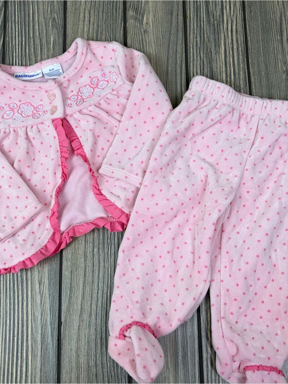 Vintage Y2K Babies R Us Pink Velvet Baby Set Sz 6 months